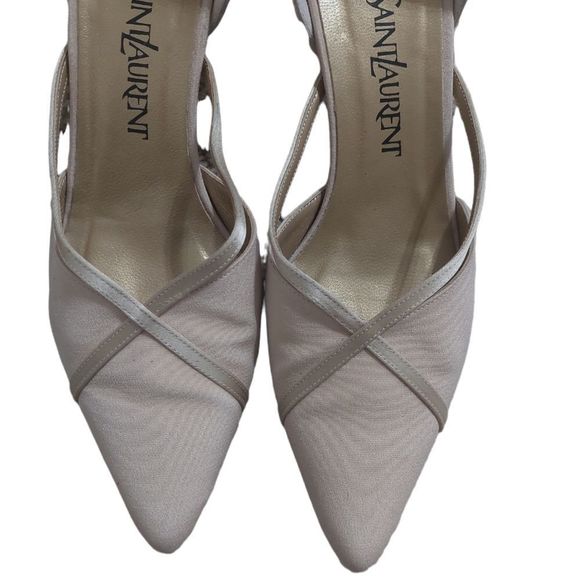 YVES Saint Laurent Satin Champagne Kitten Heels Wedding - Picture 5 of 14